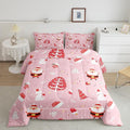 Feelyou Santa Claus Bedding Set Cute Rabbit Kawaii Pink Comforter for Kids Boys Girls Decor Merry Christmas Comforter Set Girly Pink Quilt Set Bedroom Collection 2Pcs Toddler Size