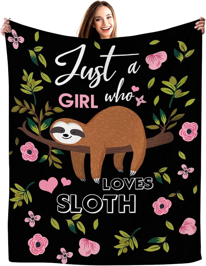 Sloth Blanket Ultra Soft Cozy Flannel Sloth Throw Blanket for Women Girls Adults Gifts 60"x50"