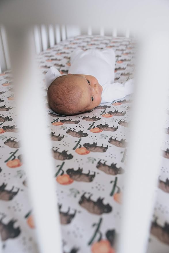 Copper Pearl Premium Knit Baby Crib Sheets for Boys and Girls Breathable and Soft, Fitted Crib Sheets for Standard Baby Mattresses, Bison