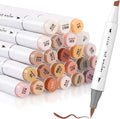 SFAIH Skin Tone Alcohol Markers Brush & Chisel - 25 Portrait Color Permanent Markers for Adults/Teen/Artists/Creators, Blendable Art Markers for Coloring Sketch & Drawing & Illustration-Refillable Ink