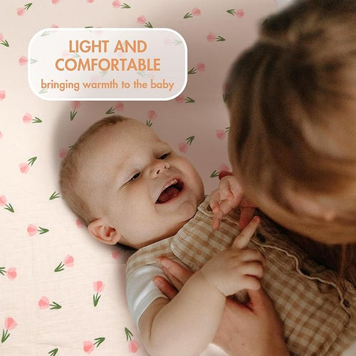 2-Pack Baby Blankets with Muslin Cotton and Minky Dots for Toddler Girls - Super Soft Baby Minky Blanket, Pink Floral Printed Blanket for Newborn, Cozy and Lightweight