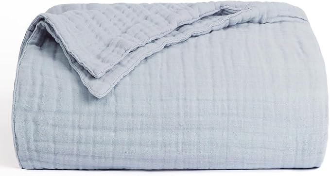 Love's cabin 6 Layer 100% Cotton Muslin Blanket, 50"x60" Throw Muslin Blanket for Couch Bed, Lightweight and Breathable Cotton Gauze for Adult, Light Grey