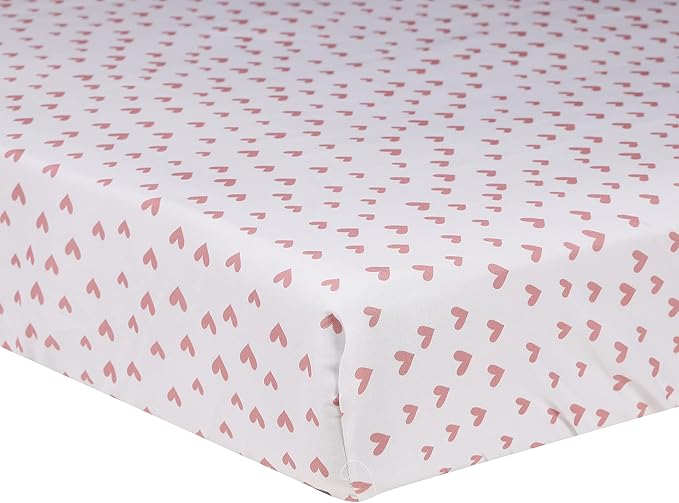 Hanbear 4 PCs Pink Floral Swan Theme Nursery Crib Bedding Set 1 Quilt 2 Fitted Sheet 1 Skirt Baby Girl Swan Themed Princess Girl Bedding Set, 28 x 52