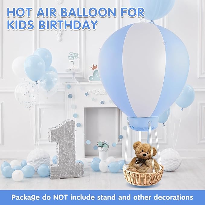 3FT Hot Air Balloon Decorations, Hot Air Balloon with Air Pump for Girls Boys Baby, Birthday Wedding Exhibitions, Blue