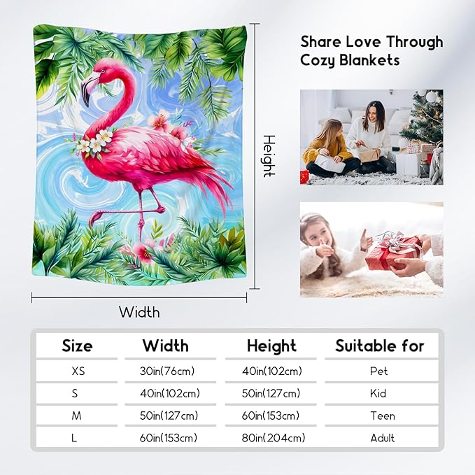 Girls Blanket Flamingo Blankets Gifts - Flannel Soft Throws for Room Decor/Couch/Office - 40"x50"