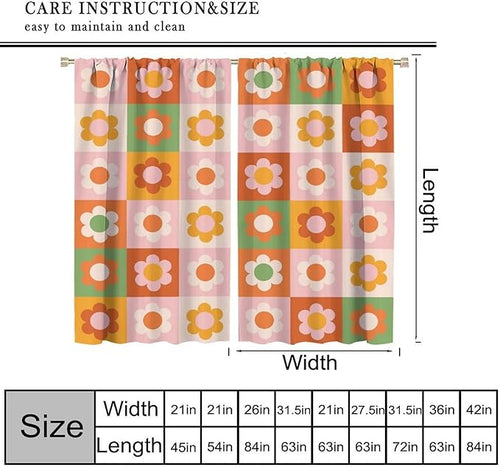 70s Flowers Curtains,Vintage Cute Colorful Abstract Floral for Girls Kids Bedroom Bathroom Curtains Window,Trendy Groovy Funky Novelty Home Window Treatments Drapes 84"" W X 84"" L, Style-5