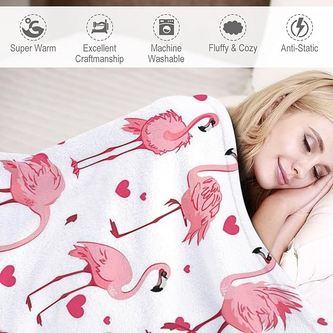 Flamingo Pink Throw Blanket for Kids & Adults - Soft, Warm, Cozy Fleece for Couch, Sofa, Bed - 50"x60"