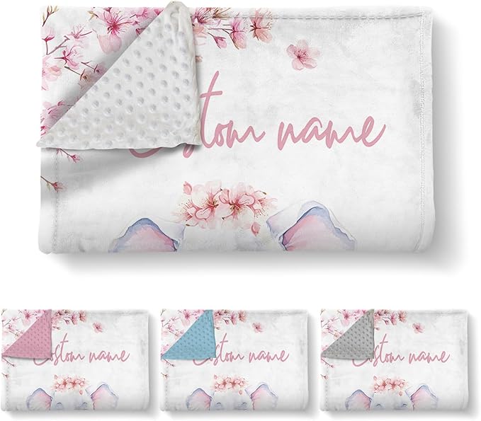 Custom Name Crib Bedding Set, 3 Pcs Personalized Baby Crib Bedding Set, Soft Flower Elephant Nursery Crib Sets for Boys Girls, Double Layer Toddler Bedding Set Customized Gifts for Newborn Kids