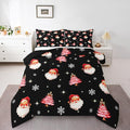 jejeloiu Kids Christmas Theme Comforter Set Toddler Xmas Tree Cute Santa Claus Bow Bedding Set for Boys Girls Teens Winter Snowflake Happy New Year Duvet Quilt Room Decor