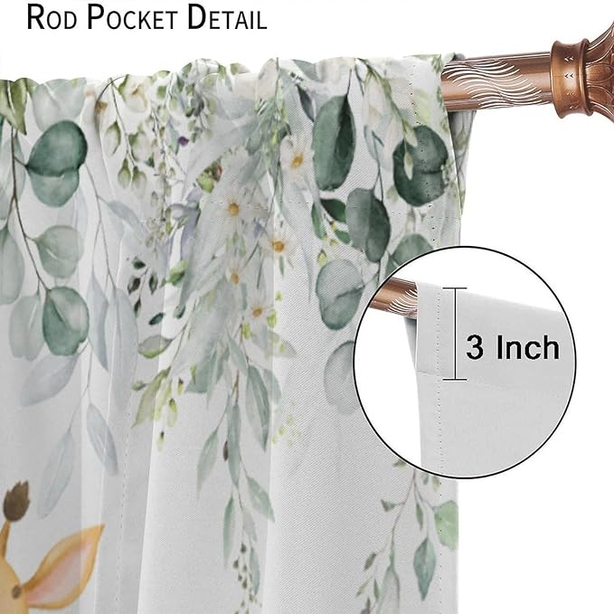 Kids Safari Animal Curtains Woodland Wildlife Jungle Animals Blackout Window Treatments for Boys Girls Bedroom Cute Cartoon Lion Nursery Children Drapes for Living Room W52xL84