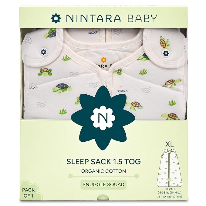 1.5 TOG Sleep Sack - Premium Organic Cotton, Soft, Breathable, Wearable Blanket for Newborns, Infants & Toddlers (18-24 Months), Unisex Baby Sleeping Bag, Gifts for Babies