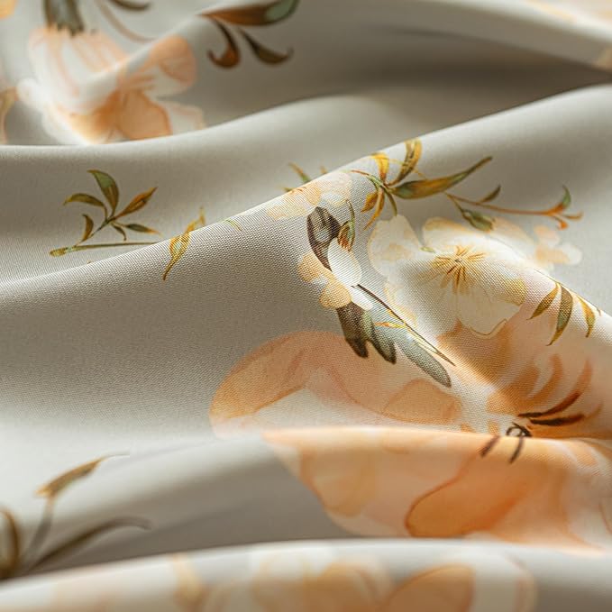 ENJOYBRIDAL Floral Curtains 84 Inch Length Living Room Bedroom Drapes Boho Dining Room Semi Sheer Farmhouse Window Curtains 2 Panels Floor Length Cottage Core Cute Rod Pocket Window Treatments