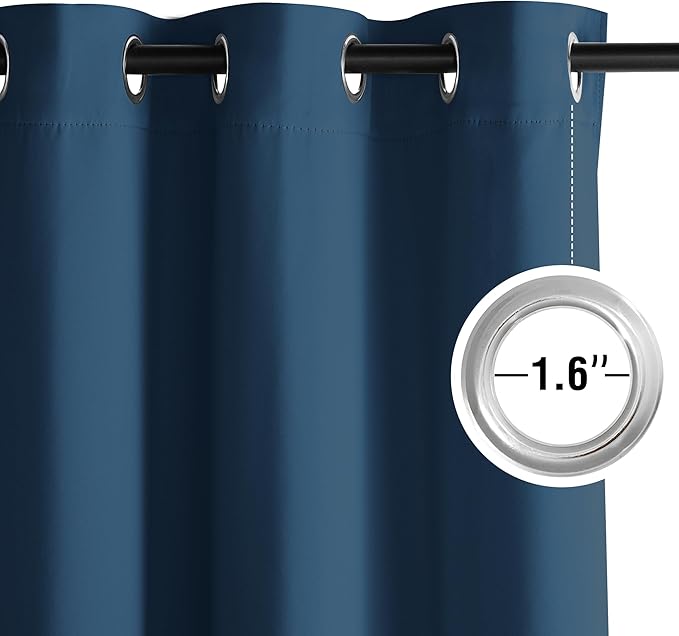 NICETOWN Morrocan Blue Room Darkening Curtains 63 Inches Long 2 Panels for Living Room, Bedroom, Nursery Summer Thermal Insulated Blackout Drapes Grommet Noise Reducing Window Curtains, W40