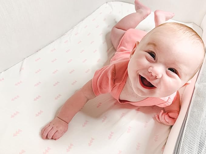 Premium Baby Changing Pad Covers 4 Pack – Girl – Pure Cotton Machine Washable Pink and White Changing Table Cover – Diaper Changing Pad Cover Sheets