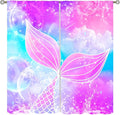 Suitable for Girls Mermaid Curtains, Rainbow Pink Purple Mermaid Tail Fish Scales Fantasy Ocean Print Curtains for Living Room Children Baby Room Nursery, 52x84 Inches