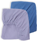 Muslin Neutral Crib Sheets for Boys & Girls 2 Pack Blue Set 28"x 52" Rutiwa Soft Breathable Baby Sheets for Crib Organic Cotton Fitted Sheets for Toddler Bed & Standard Crib Mattress Boho Style