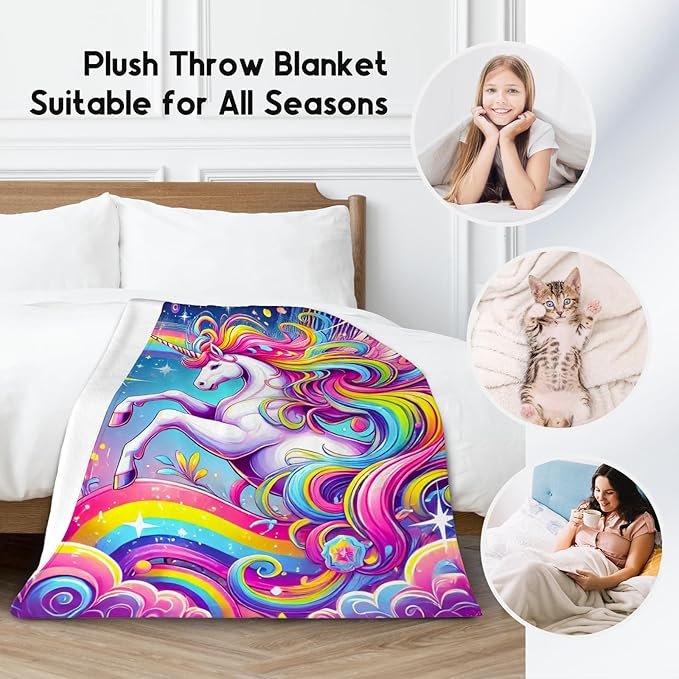 Unicorn Blankets - Kids Blanket Gifts for Girls - Flannel Soft Cute Throws for Room Decor, Couch,Office - 30"x40"