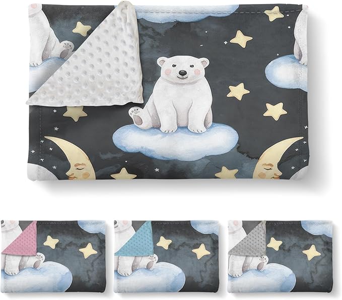 Custom Baby Blanket with Name, Double Layer Soft Dot Back Personalized Baby Blanket for Boys Girls, Polar Bear Blanket for Newborn Toddler, Customized Swaddle for Kids Birthday Gifts(47" x60)