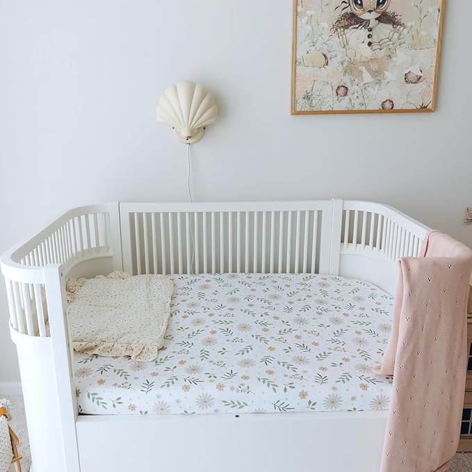 Dreamology Mini Muslin Crib Sheets Girls,Boys,Super Soft,Breathable 1-Pack,100% Cotton Muslin Crib Sheet Fitted,Crib Sheet,Pack n Play Sheets, 24x38 Mini Crib Sheets | Flowers