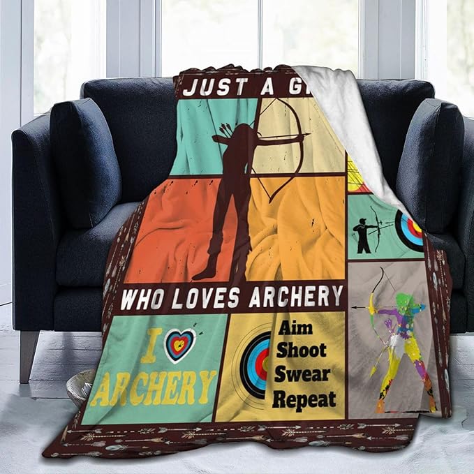 Archery Blanket Just a Girl Loves Archery Throw Blankets for Girls Women Warm Soft Fleece Flannel Throws Archery Target Stuff Print Sports Bedding Decor Gifts for Kids Teens Adults 50"x40"