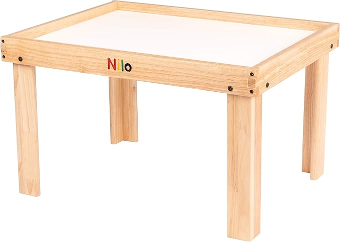NILO Kids Play Table Set with 2 Compatible Lego Duplo Detachable Two-Sided Baseplates/Boards/Mats (N34 Activity Table Without Holes, 24x32x20 and 2X Green Base Plates 12x32)