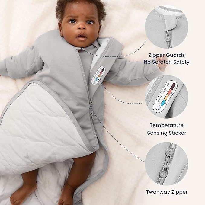 Unisex Sleeping Bag for Babies and Toddlers 1.0 Tog Sleep Sack 0-6 Months, Newborn Sleep Sack, Wearable Blanket Baby, One Piece Long Sleeves, Gifts for Baby
