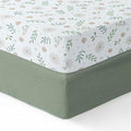 Dreamology Muslin Crib Sheets for Boys,Girls,Soft,Breathable Crib Sheet,2 Pack,100% Cotton Floral Crib Sheets for Standard Cribs,Toddler Bed Sheets,28x52 Crib Mattress Sheet | Green and Flowers