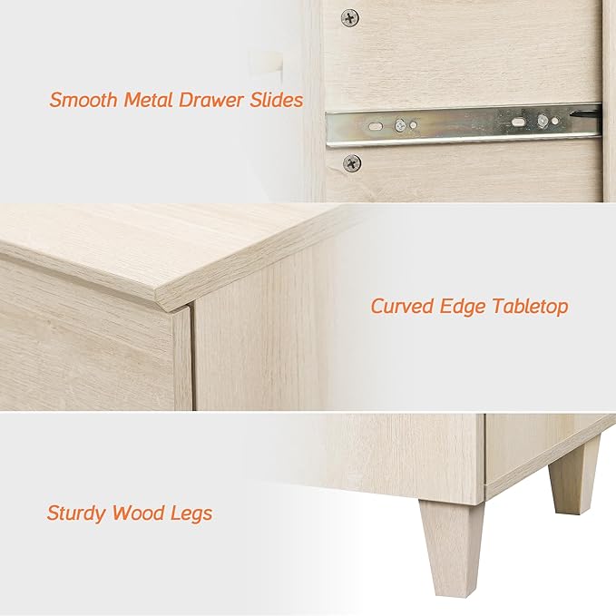 WAMPAT 12 Drawer Wood Dresser for Bedroom, 2-in-1 Extra Wide Chest of Drawers, Modern Storage Organizer Units with Solid Wood Legs for Closet, Living Room, Kids Room, Nursery, Light Oak, 94.4"