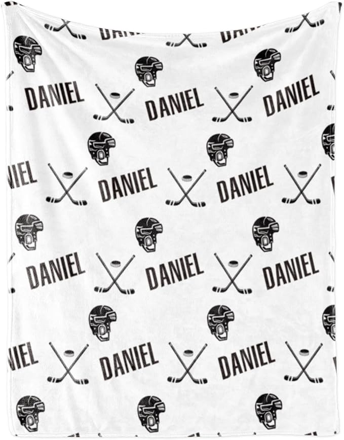 Custom Hockey Baby Name Blanket: Personalized Baby Essentials for Boys and Girls - Birthday Gift for Hockeys Lovers - Soft Fluffy Warm Skin Blankets 50x60inch
