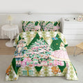jejeloiu Christmas Nutcracker Comforter Set Queen Size Gingerbread Man Bedding Set for Kids Boys Girls Xmas Tree Duvet Quilt Green Bedroom Decor