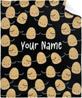 Custom Flannel Blanket with Text Cute Kawaii Potato with Name Customized Blankets Warm Unique Personalized Throw Souvenirs Gift of Love 80”×60” Large for Adult