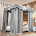 VETHIN Elastic Roof Style Four Corner Post Princess Bed Canopy Curtains Cozy Breathable Tent Canopy Mosquito Net for Girls & Adults Bedroom Decoration (Grey, 70-78" W*86" L*82"*H/(King))