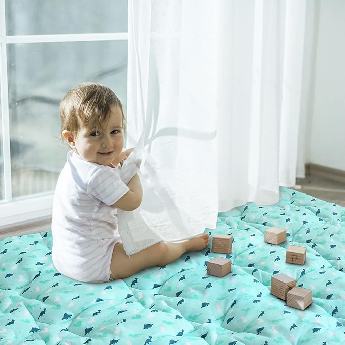 SPRINGSPIRIT Baby Play Mat, 47x47 Infant Play Mat for Playpen, Thicken Cushioned PlayMat for Floor, Non-Slip Washable Baby Playmat, Toddlers, Dinosaur