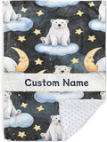 Custom Baby Blanket with Name, Double Layer Soft Dot Back Personalized Baby Blanket for Boys Girls, Polar Bear Blanket for Newborn Toddler, Customized Swaddle for Kids Birthday Gifts(47" x60)