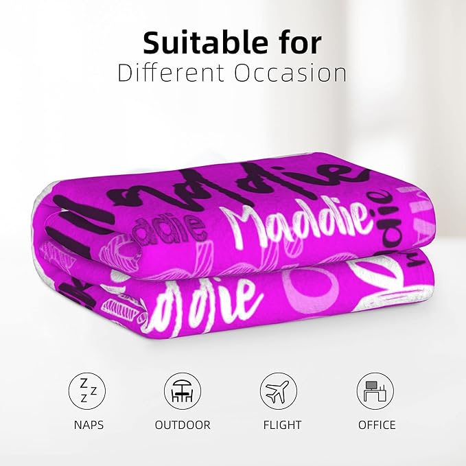 Dr.TOUGH Personalized Blankets with Name Customized Baby Blankets for Girls Boys Adults Monogrammed Blankets and Throws Christmas Birthday Mothers Fathers Valentines Day Gift (Magenta,60''×80'')