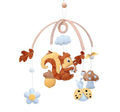 Woodland Nursery Mobile, Felt Squirrel with Mushrooms, Acorns, Leaves and Cloud, Baby Crib Mobile, Forest Theme Hanging Decor