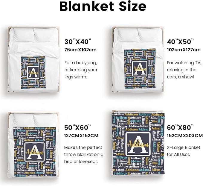 Dr.TOUGH Name Blanket Personalized Blanket for Adult Kids Flannel Customized Personalized Blankets and Throws