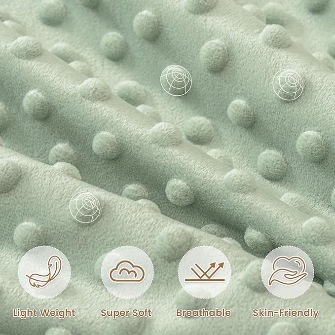 david's kids Micro Fleece Minky Baby Blanket for Boys Girls with Double Layer and Soothing Raised Dots, Breathable and Soft Lightweight Receiving Blanket for Newborns, 40x50 Inches, Leaf & Floral