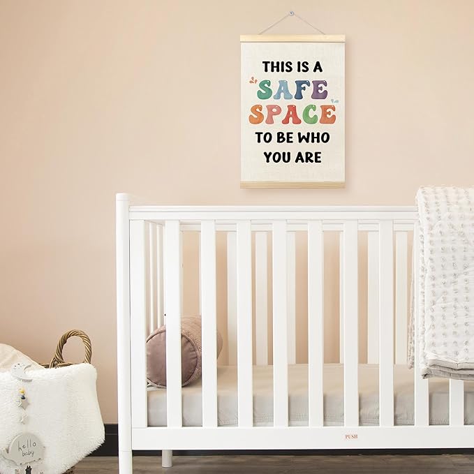 TLESKE Safe Space Poster Hanger Frame for Classroom Therapy Counseling Office, Therapist Hanging Wall Art Decor Framed, Kids Room Bedroom Wall Prints Picture Artwork Banner, 12x16
