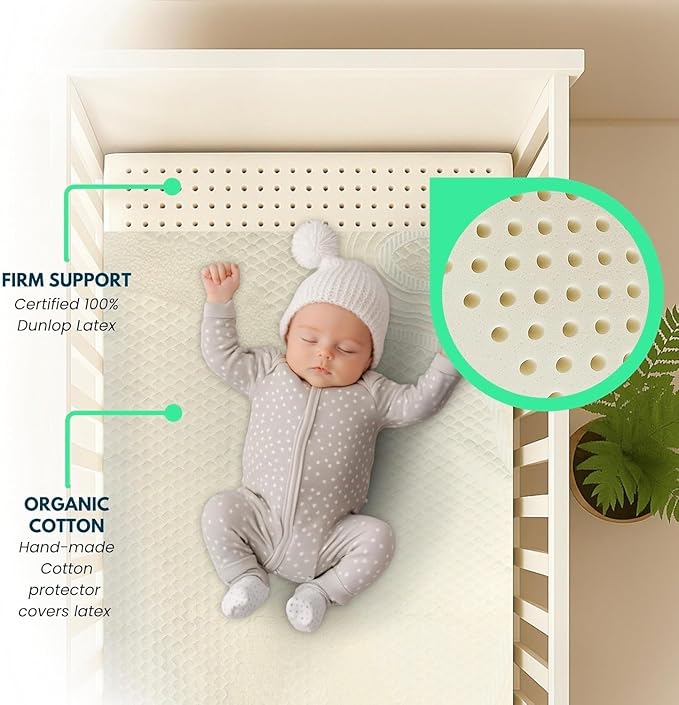 ORGANIC TEXTILES Organic Baby Mattress Topper with Organic Cotton Cover - GOLS/GOTS Certified - Breathable - 2" Cradle (36"x18")