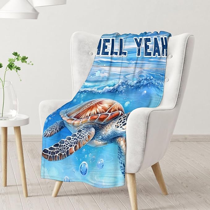 Blanket Gift for Girls - 50" x 60" Inches Turtle Plush Blanket Gifts for Kids - Blue Lightweight Cozy Throws for Couch, Bed & Travel