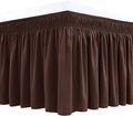 Biscaynebay Wrap Around Bed Skirts for King & Cal King Beds 17" Long Drop, Brown Adjustable Elastic Dust Ruffles Easy Fit Wrinkle & Fade Resistant Silky Luxurious Fabric Solid Machine Washable