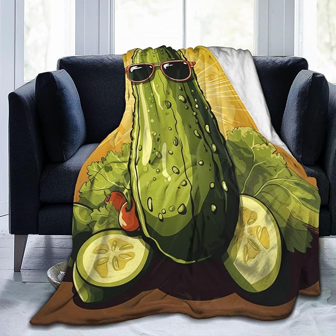 Funny Pickles Dill Blanket Gifts for Girls Women Flannel Throw Blankets for Home Couch Bed Sofa Soft Fuzzy Lightweight Decor All Season 80x60 Inches