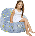 COMAX Bean Bag Chairs for Kids, Toddler BeanBag Sofa with Filler Bean Couch Stuffed for Boys and Girls, Lazy Floor Chair for Playroom, Nursery Room, Blue Space