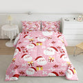 jejeloiu Santa Claus Comforter Set Queen Size Merry Christmas Bedding Set for Kids Boys Girls Xmas Themed Duvet Quilt Pink Bedroom Decor