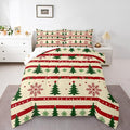 Feelyou Christmas Bedding Set Soft for Boys Girls, Xmas Tree Comforter Set Full Size Snowflake Star Duvet Quilt Microfiber New Year Theme Bedroom Decor 3 Pcs with 2 Pillow Cases