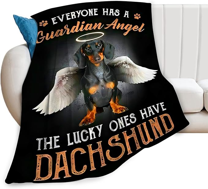 Dachshund Throw Blanket - Cute Dog Gifts and Decor for Girls, Women, Kids, Adults - Soft Warm Cozy Fleece for Couch, Sofa, Bed - 80"x60"