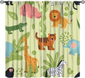 Cartoon Animals Blackout Curtains Colorful Cute Forest Safari Animals Green Kids Bedroom Nursery Living Room Decor Rod Pocket 2 Panels 42x45in