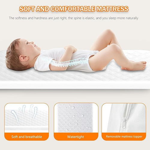 3 in 1 Baby Bassinet,Bedside/Rocking Bassinet for Baby,Bedside Crib with Lockable Wheels,Waterproof Mattress,Adjustable 6 Heights,Portable Bassinets Bedside Sleeper for Newborn Infant