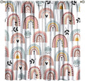 Kids Rainbow Curtains Boho Cartoon Colorful Stars Love Heart Lovely Abstract Art Pattern Print Window Drapes for Girl Bedroom Living Room Kitchen Decor,2 Panel Set,42Wx45H Inch Decor